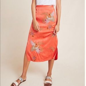 Crane Embroidered Skirt